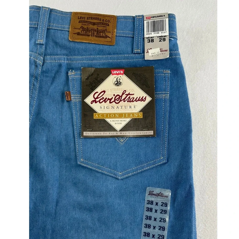 Vintage Levis Action Jeans Mens 38x29 Orange Tab Blue Denim Made in USA NWT
